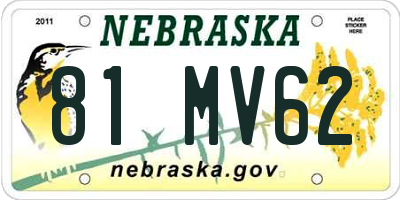 NE license plate 81MV62