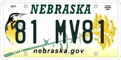 NE license plate 81MV81