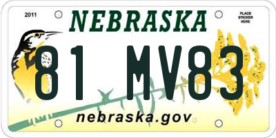 NE license plate 81MV83