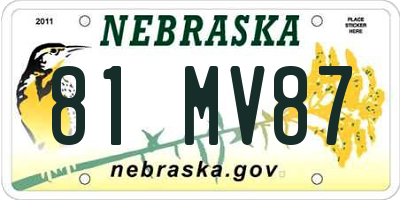 NE license plate 81MV87