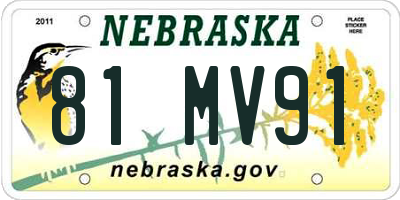 NE license plate 81MV91