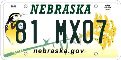 NE license plate 81MX07