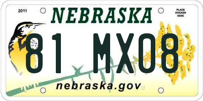 NE license plate 81MX08