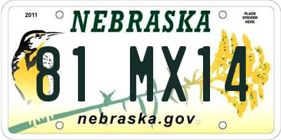 NE license plate 81MX14