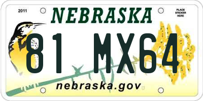 NE license plate 81MX64