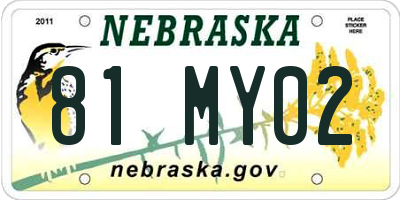 NE license plate 81MY02