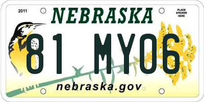NE license plate 81MY06