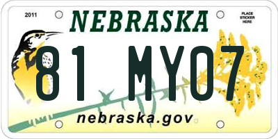 NE license plate 81MY07