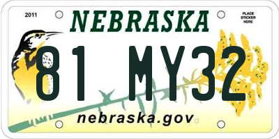 NE license plate 81MY32