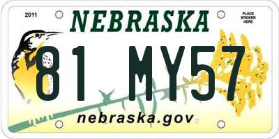 NE license plate 81MY57