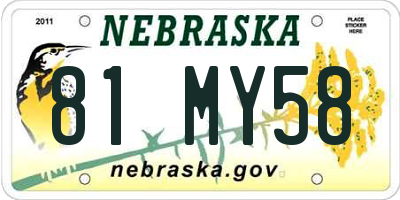 NE license plate 81MY58