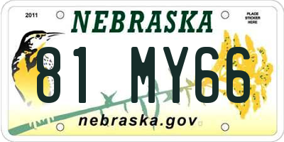 NE license plate 81MY66