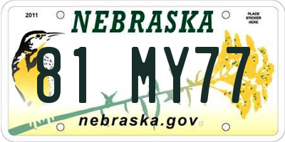 NE license plate 81MY77