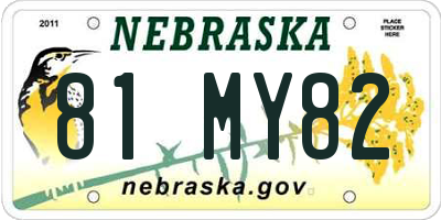 NE license plate 81MY82