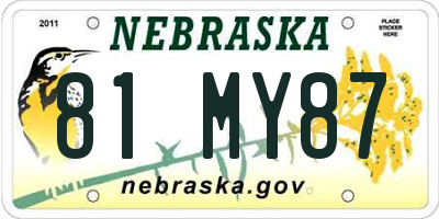 NE license plate 81MY87