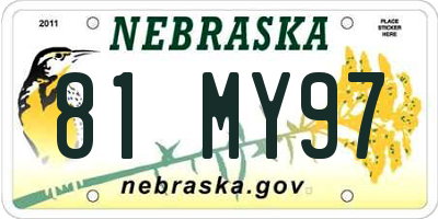 NE license plate 81MY97