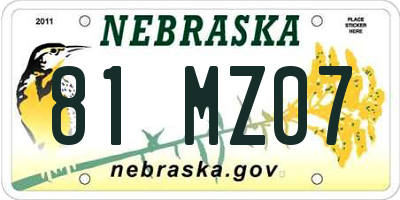 NE license plate 81MZ07