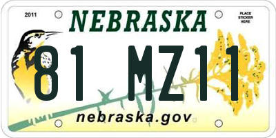 NE license plate 81MZ11