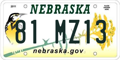 NE license plate 81MZ13
