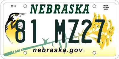 NE license plate 81MZ27
