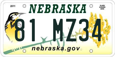 NE license plate 81MZ34