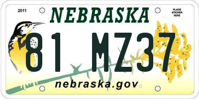 NE license plate 81MZ37