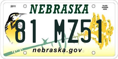 NE license plate 81MZ51