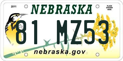 NE license plate 81MZ53