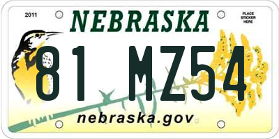 NE license plate 81MZ54