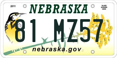 NE license plate 81MZ57