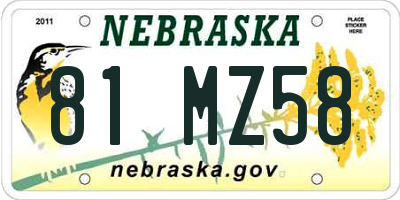NE license plate 81MZ58