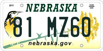 NE license plate 81MZ60