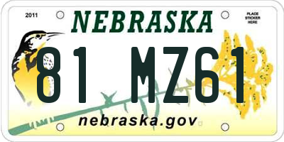 NE license plate 81MZ61