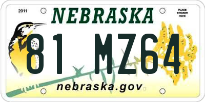 NE license plate 81MZ64