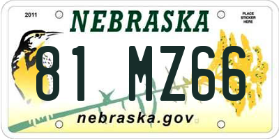 NE license plate 81MZ66