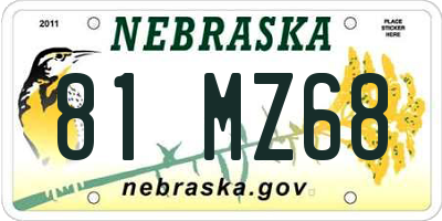 NE license plate 81MZ68