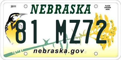 NE license plate 81MZ72