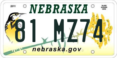 NE license plate 81MZ74