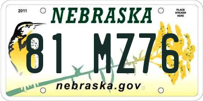 NE license plate 81MZ76