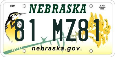 NE license plate 81MZ81
