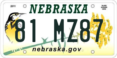 NE license plate 81MZ87