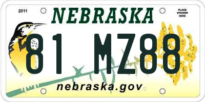 NE license plate 81MZ88
