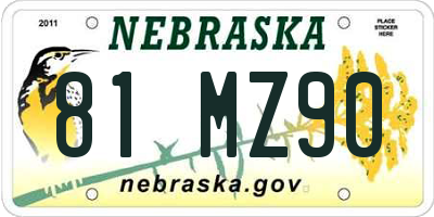 NE license plate 81MZ90