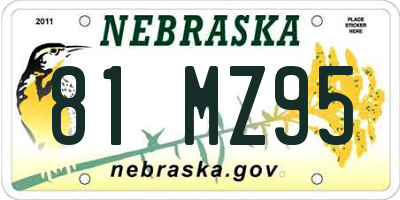 NE license plate 81MZ95