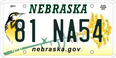 NE license plate 81NA54