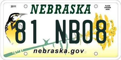 NE license plate 81NB08