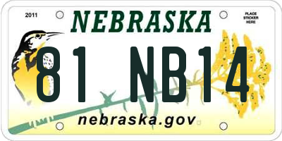 NE license plate 81NB14