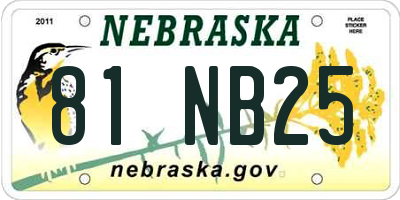NE license plate 81NB25