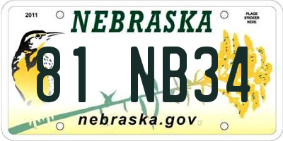 NE license plate 81NB34