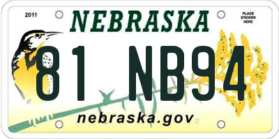 NE license plate 81NB94
